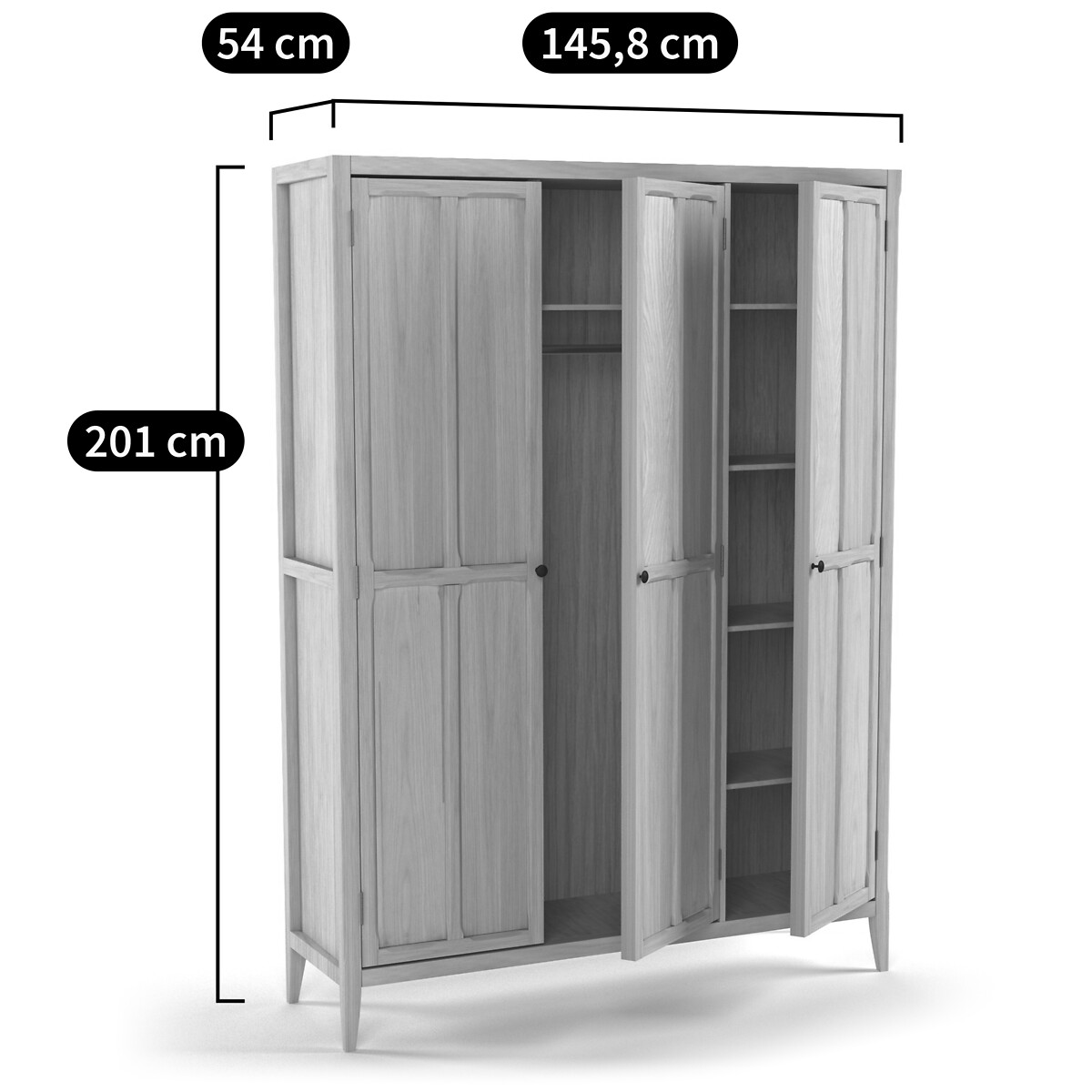 Armoire 3 portes, Eugénie gris clair, LA REDOUTE INTERIEURS