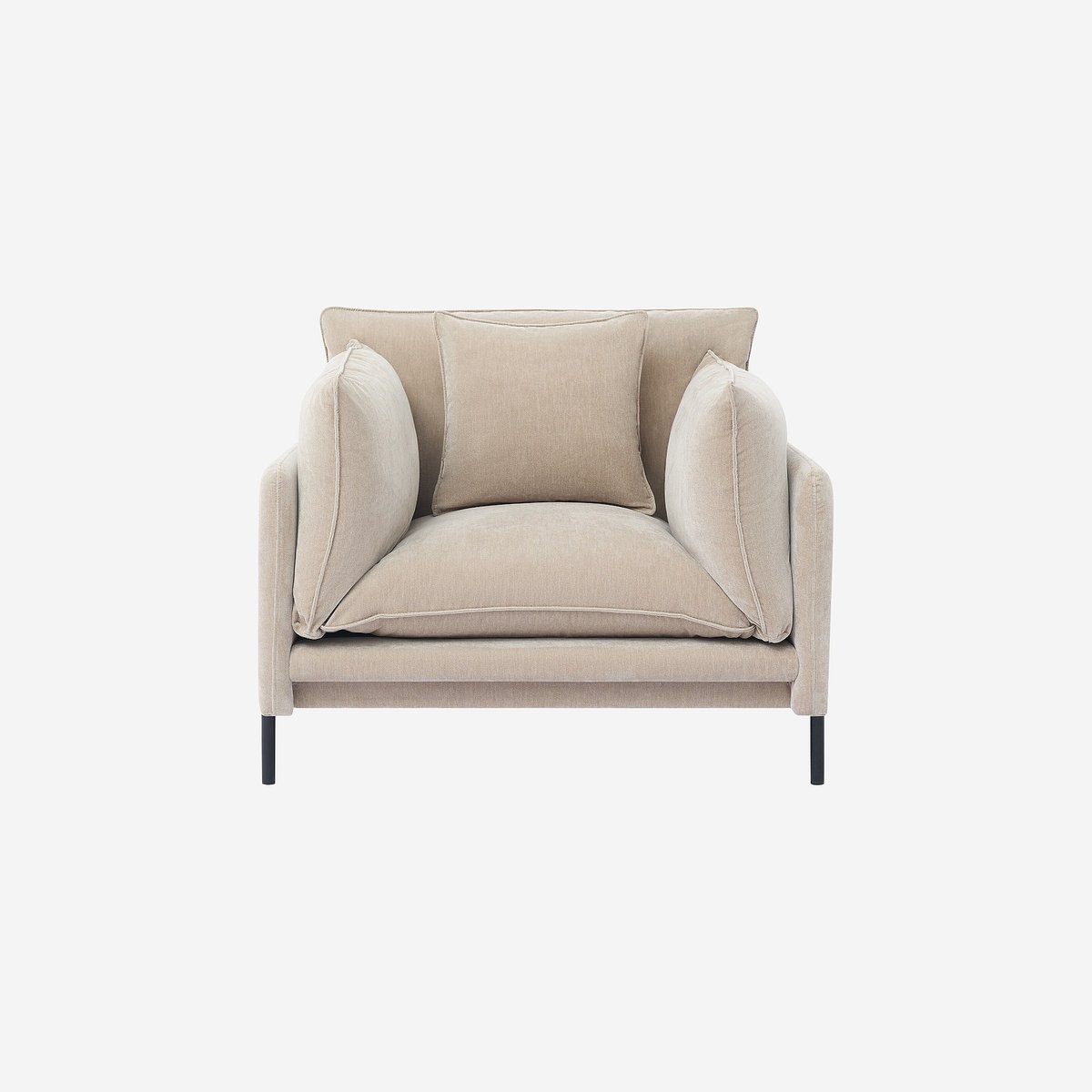 Fauteuil déhoussable en tissu garni de plumes FEATH ll taupe, HABITAT