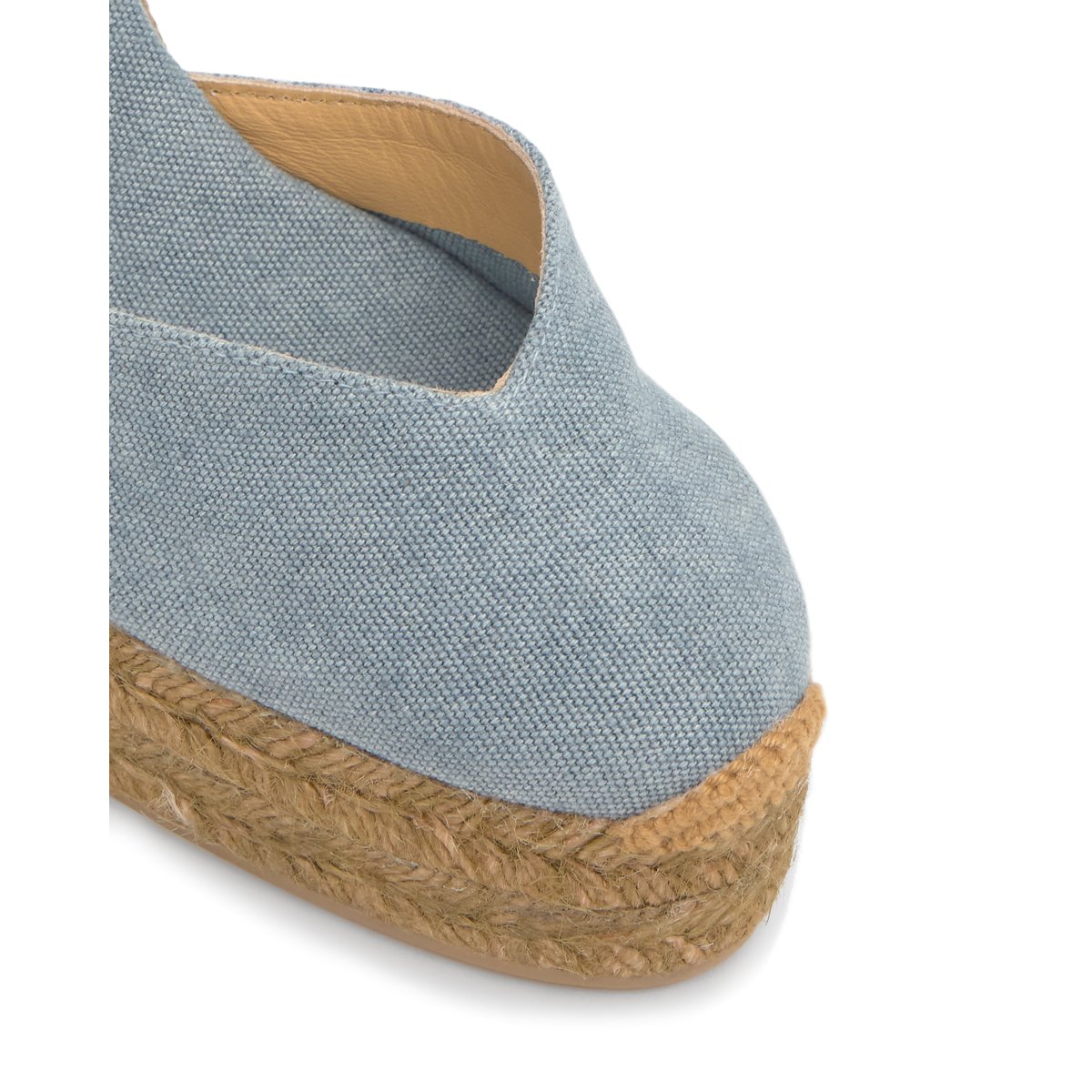 Espadrilles compensées en jute tressée à découpe en V CHIARA EXTRA PLATFORM azur, CASTANER