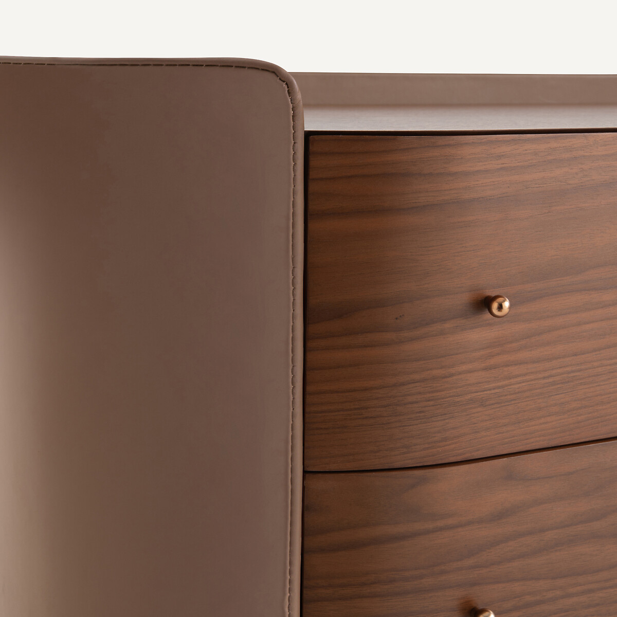 Commode 3 tiroirs plaqué noyer et cuir, Firmo noyer, AM.PM