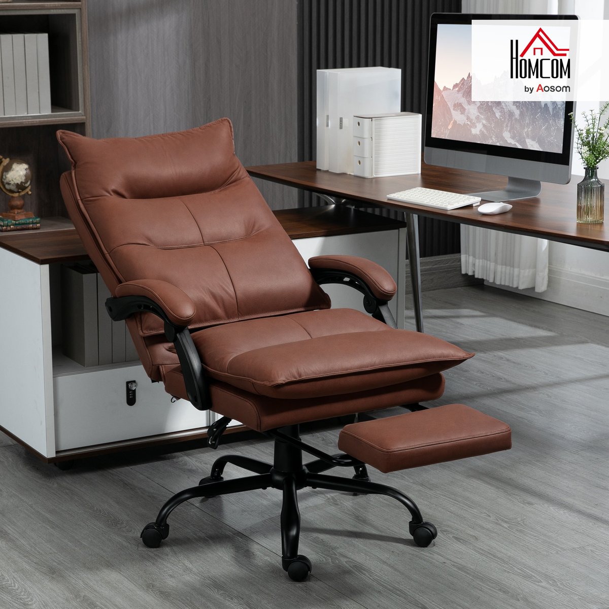 Fauteuil de bureau avec fonction massage marron et noir, HOMCOM
