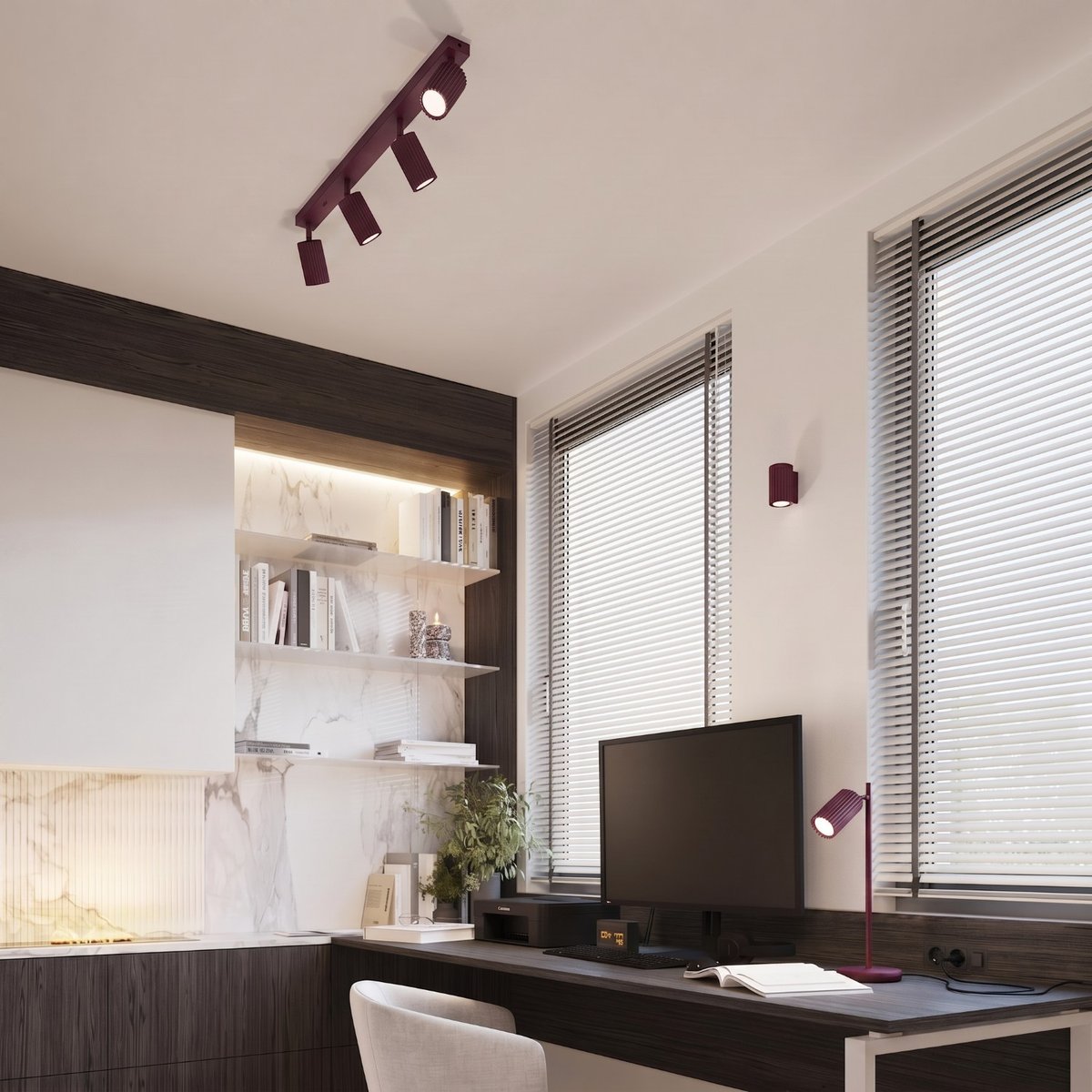 Applique murale Aluminium Bourgogne GU10 1 Karbon bourgogne, EDEN