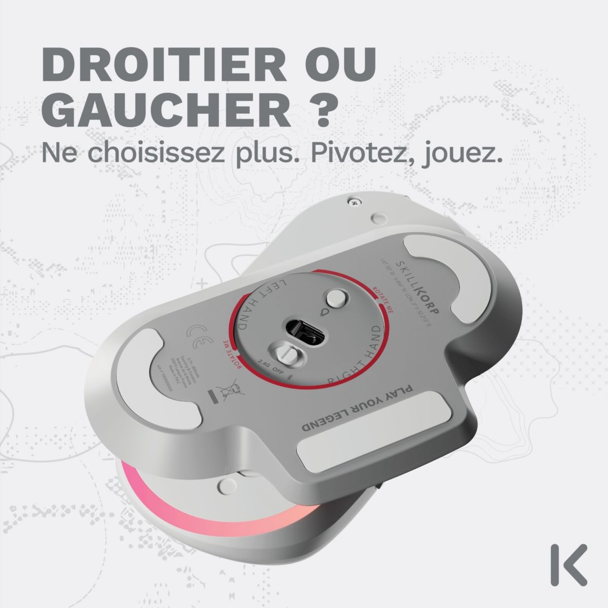 Souris Gamer Sans Fil Ambi One blanche Progress couleur unique, SKILLKORP