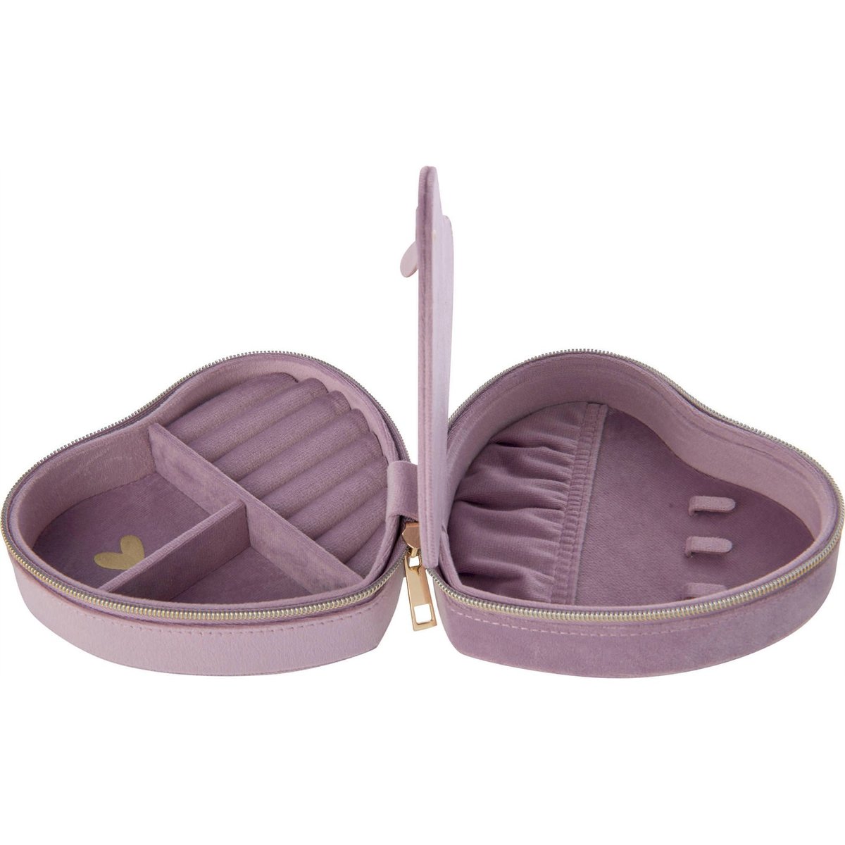 Boîte à bijoux cœur en velours lilas, RECOLLECTION