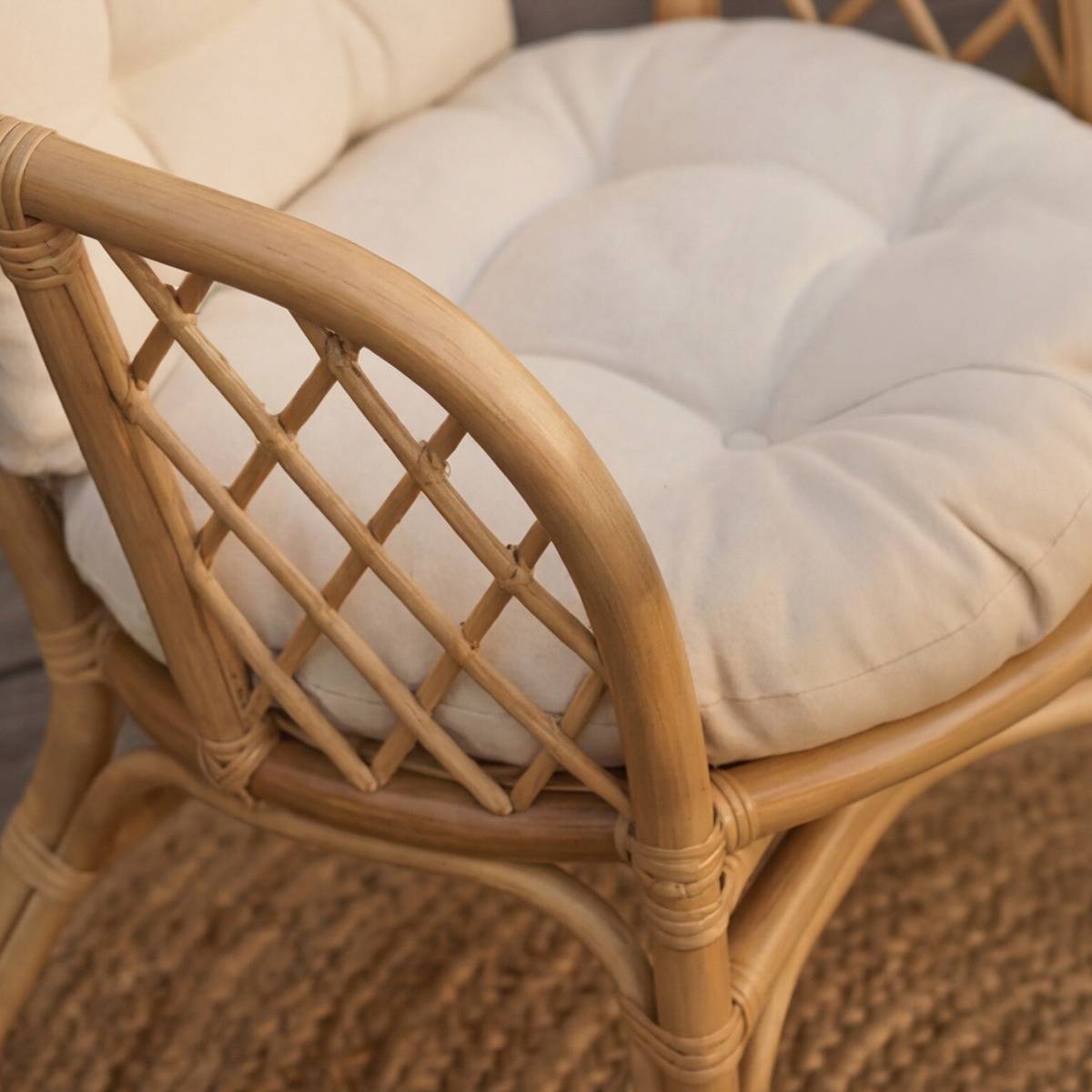 Salon de jardin en rotin et tissu RATTAN bois foncé, MADE IN MEUBLES