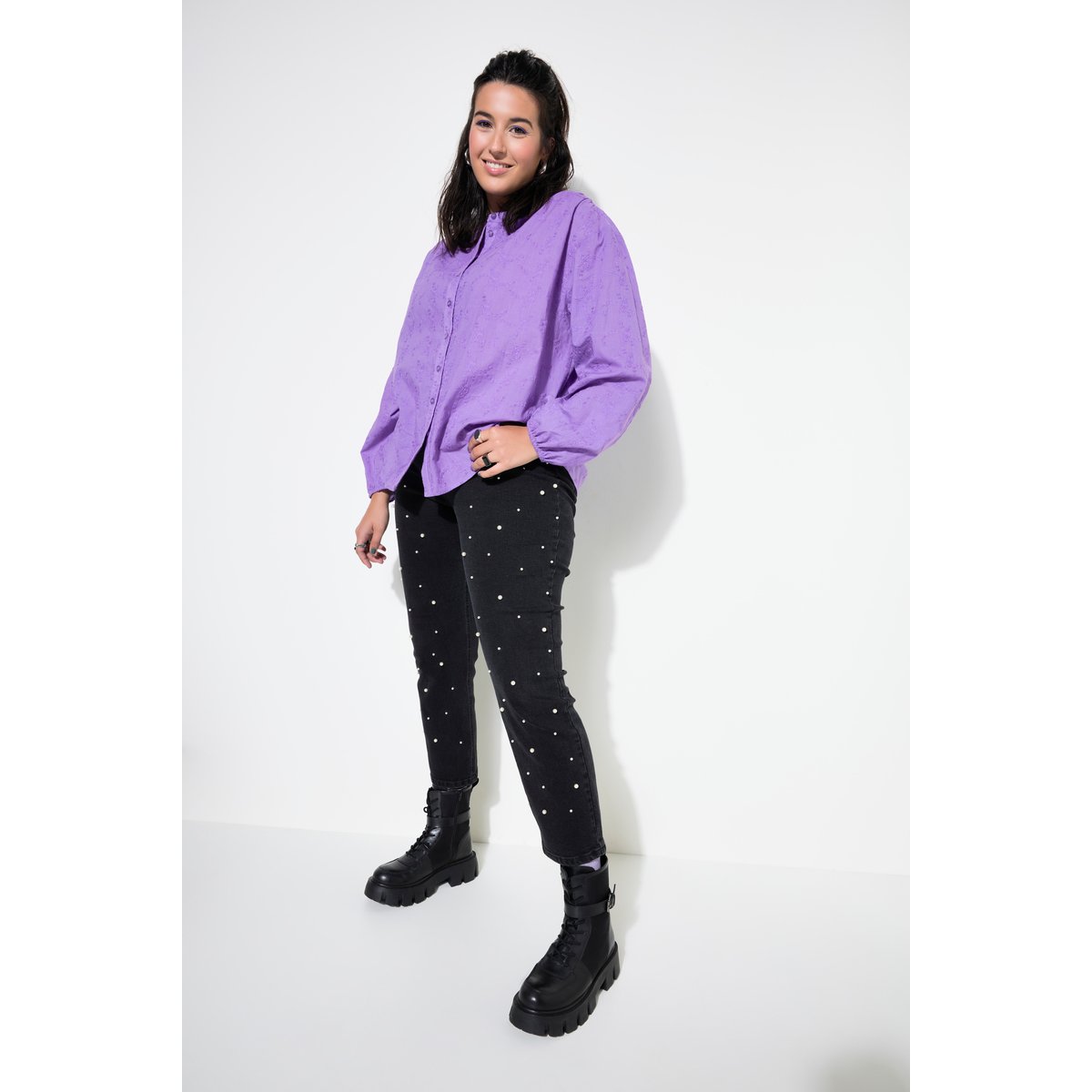 Blouse oversize à manches longues ballon violet, STUDIO UNTOLD