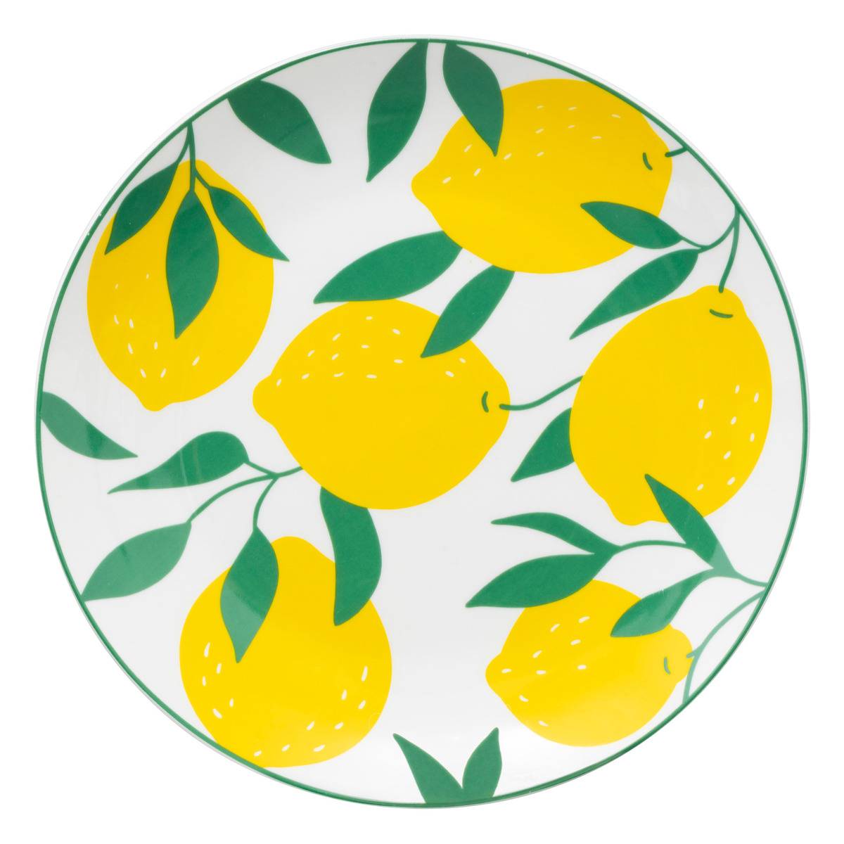 Lot de 6 assiettes à dessert en porcelaine CITRON blanc, SECRET DE GOURMET