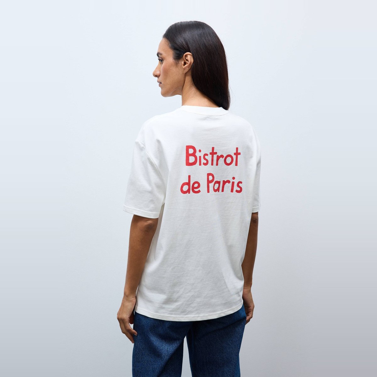 T-shirt manches courtes avec broderie et imprimé en coton BIO GOTS ecru, MONOPRIX