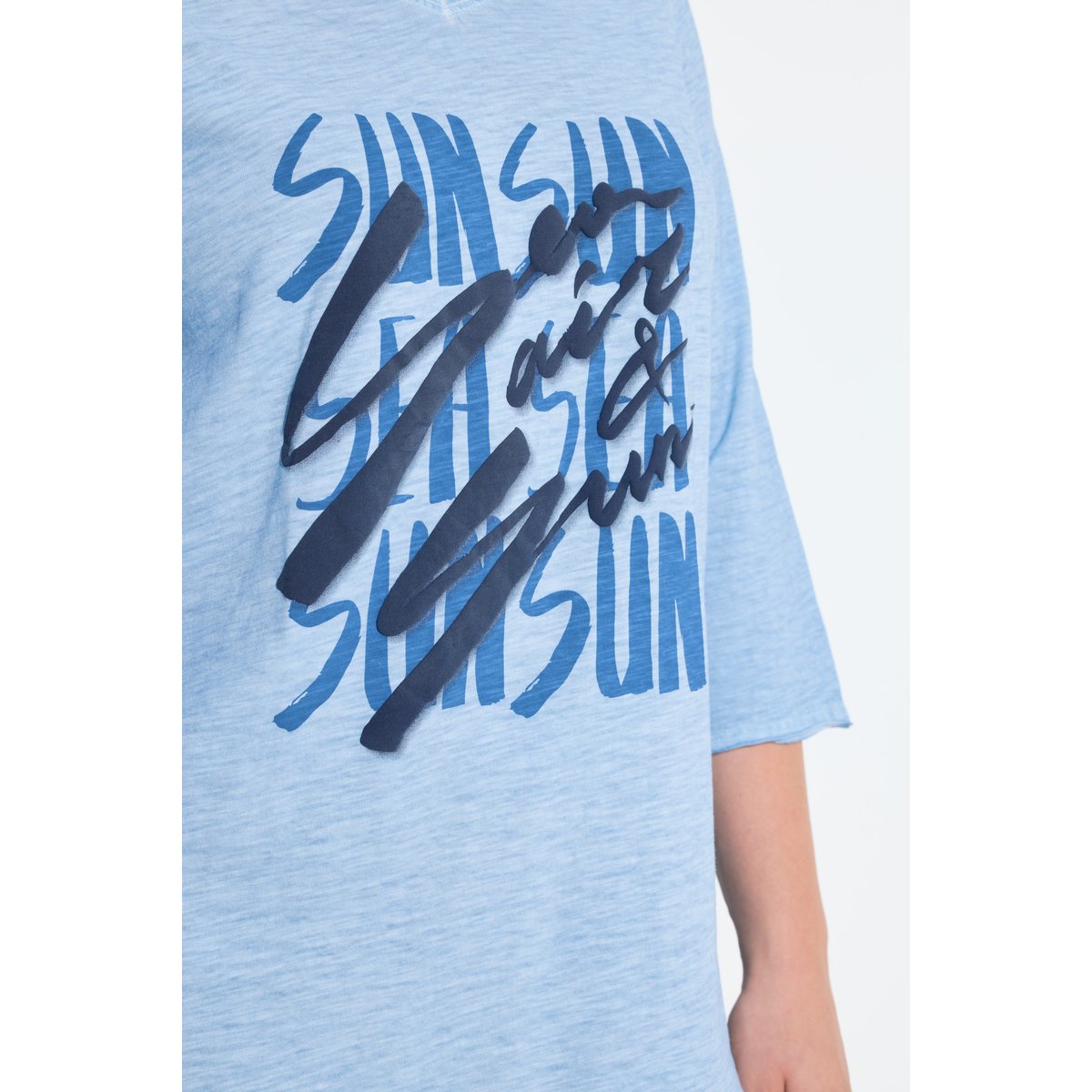 T-shirt avec message, coupe Classic Fit bleu ciel, ULLA POPKEN