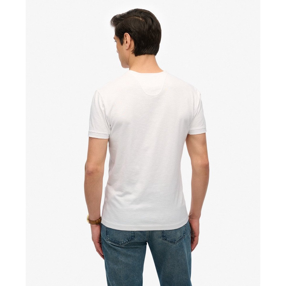 T-shirt Henley Jersey à Manches Courtes optic, SUPERDRY