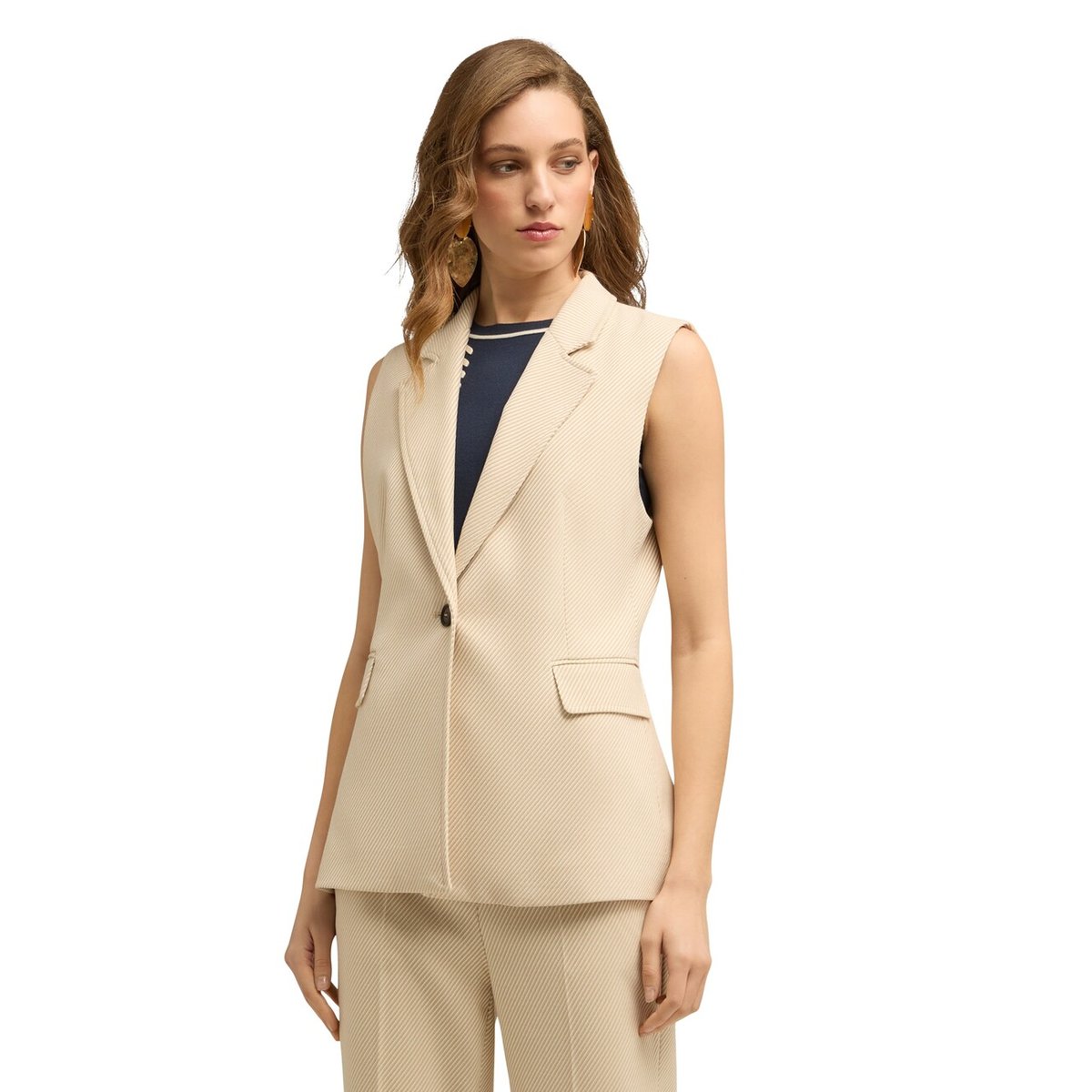 Gilet à rayures beige, MOTIVI