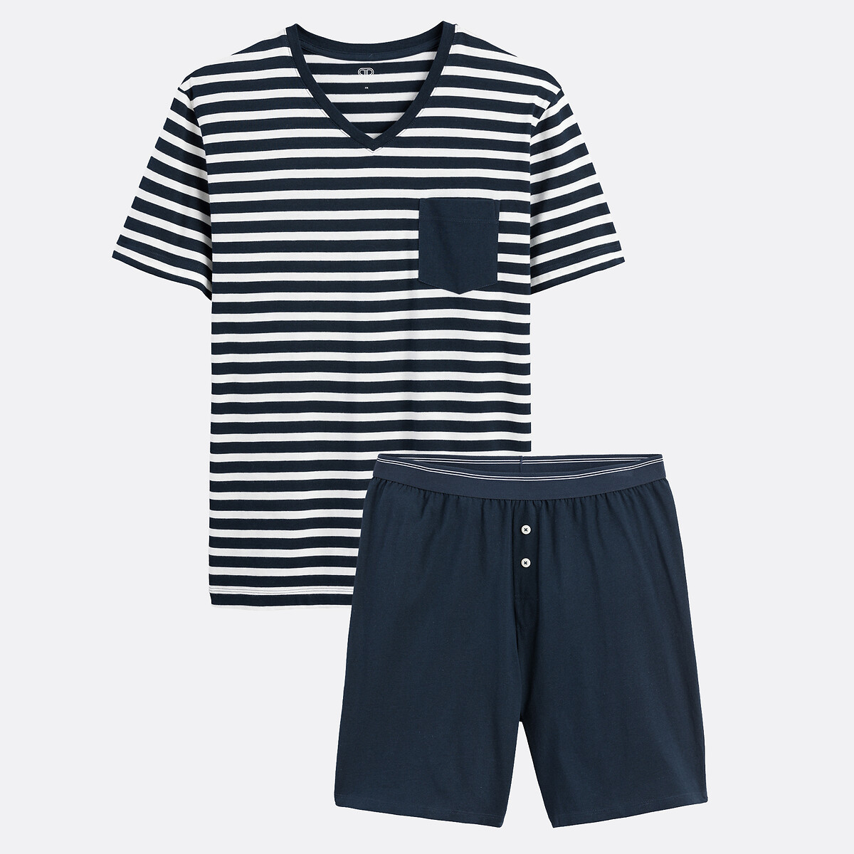 Pyjashort en jersey, col V rayé marin, LA REDOUTE COLLECTIONS