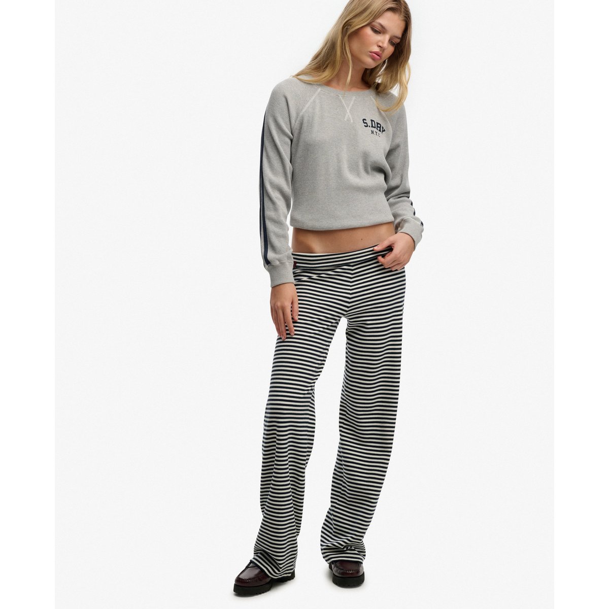Joggers Athletic Essentials à Ceinture Repliable rayé bleu marine éclipse, SUPERDRY