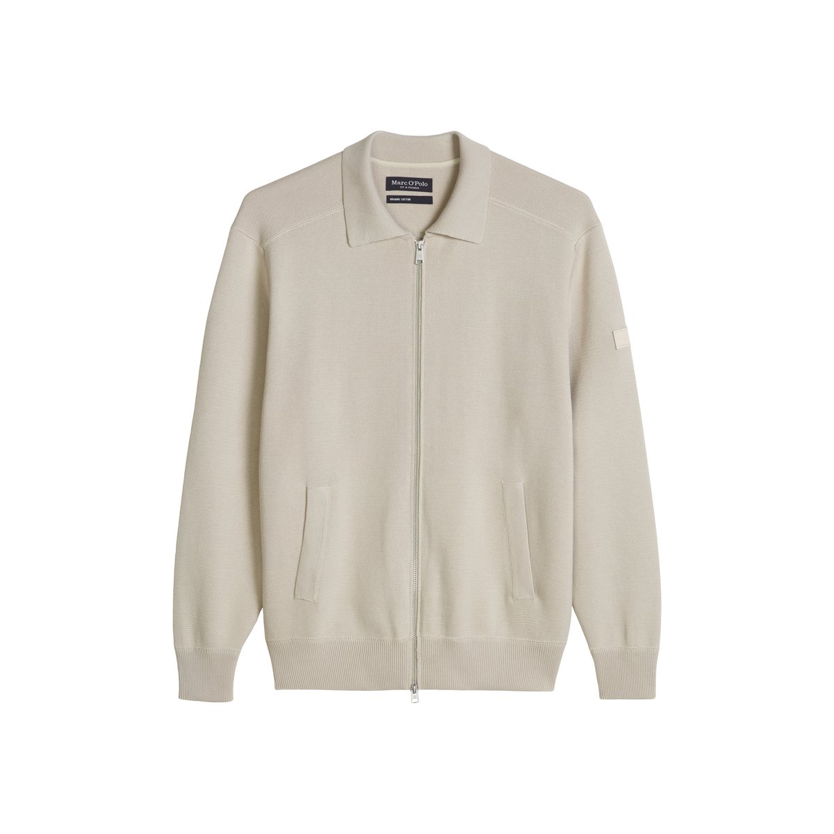 Cardigan coupe classique en coton biologique certifié gris, MARC O'POLO