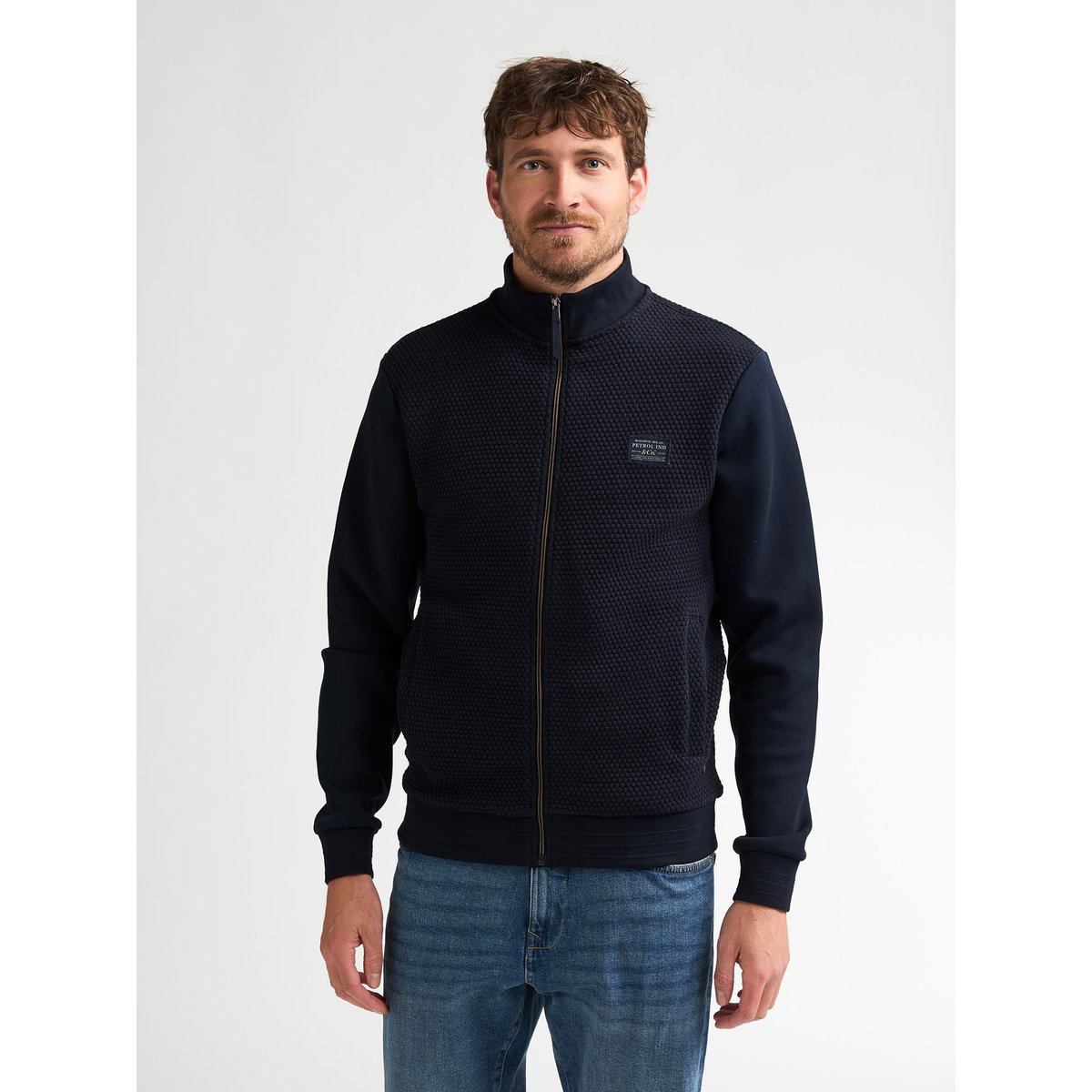 Sweat zippé à col montant ironcrest bleu royal navy, PETROL INDUSTRIES
