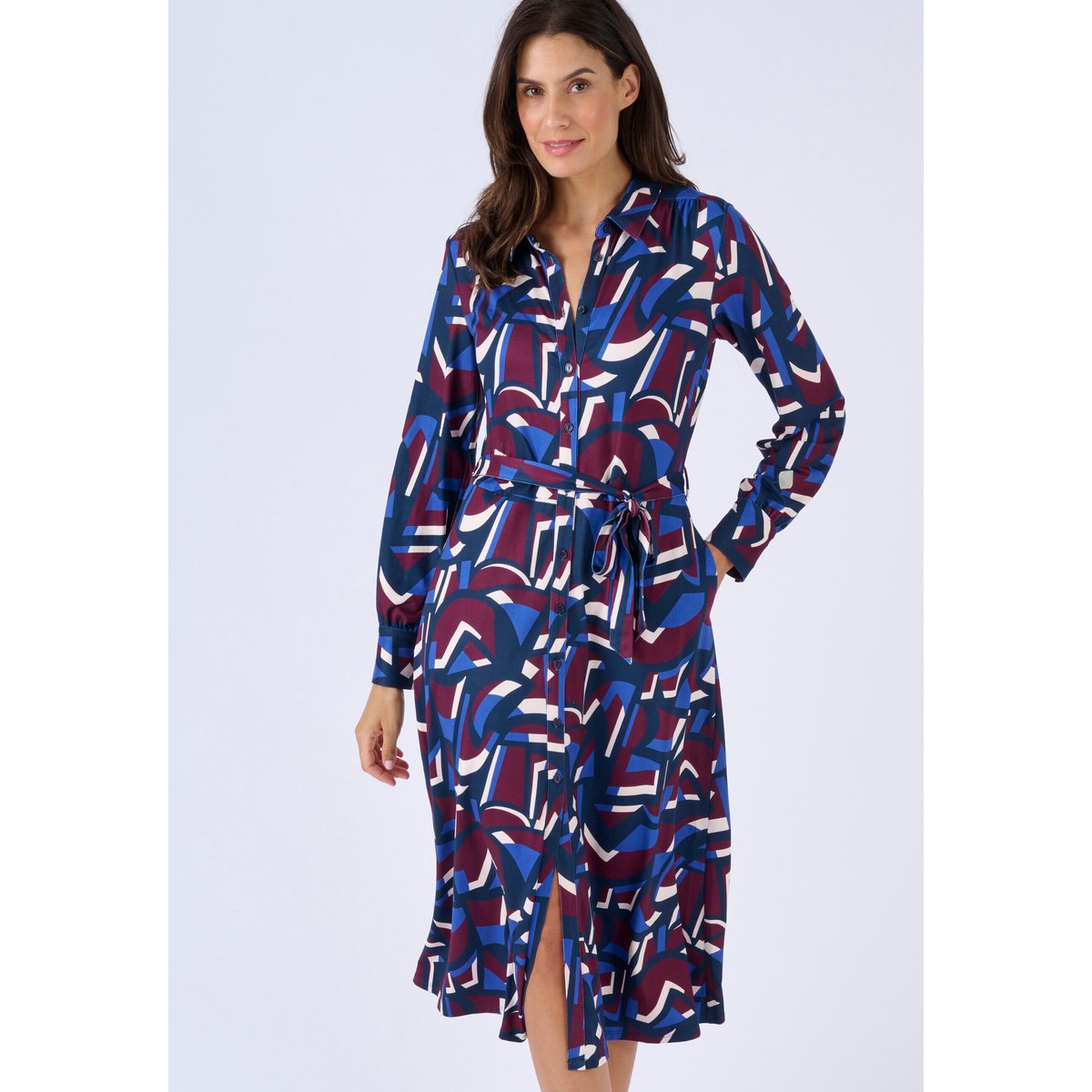 Robe en maille chaude rouge bordeaux graphique, DAMART