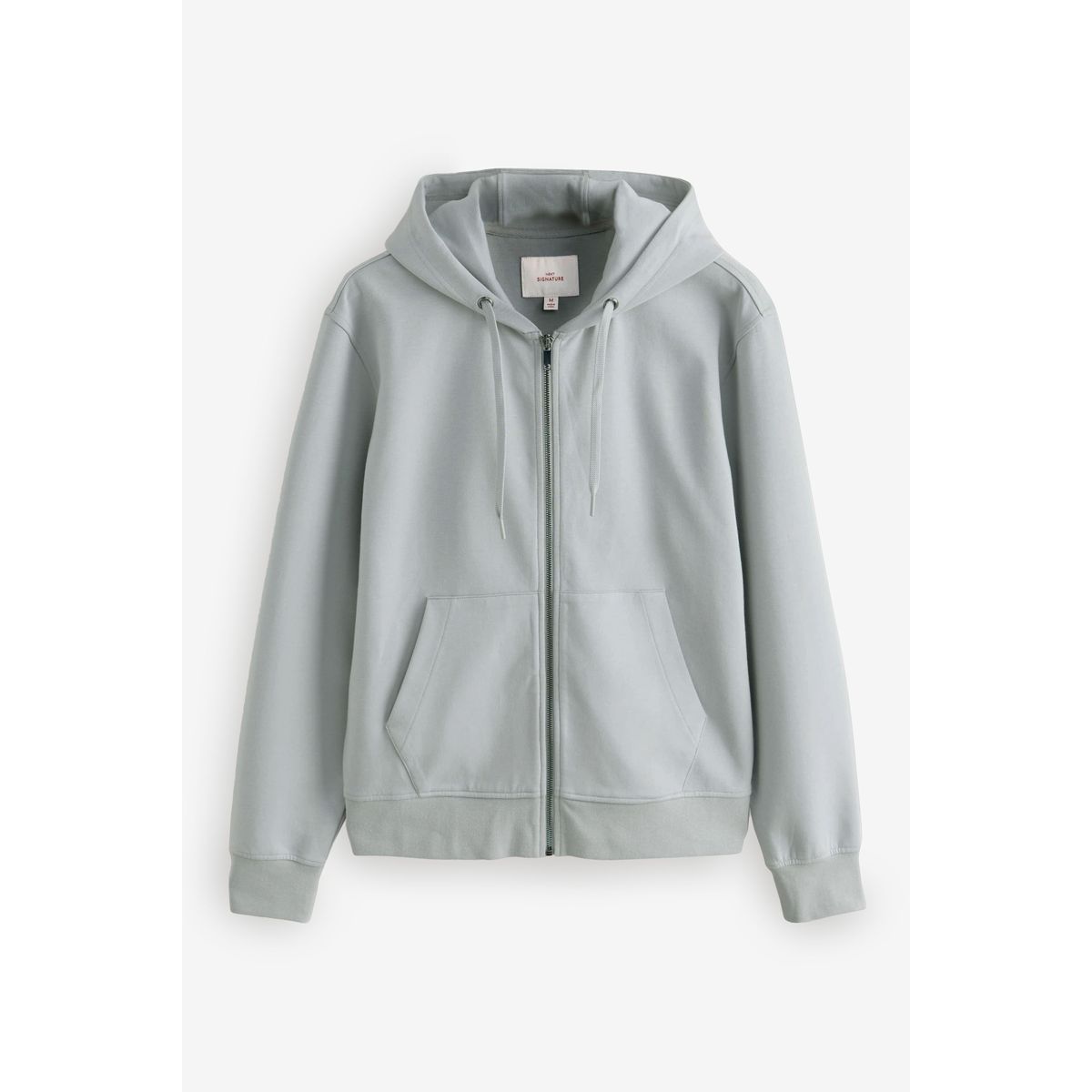 Sweat à capuche zippé en modal doux Signature gris glacé, NEXT