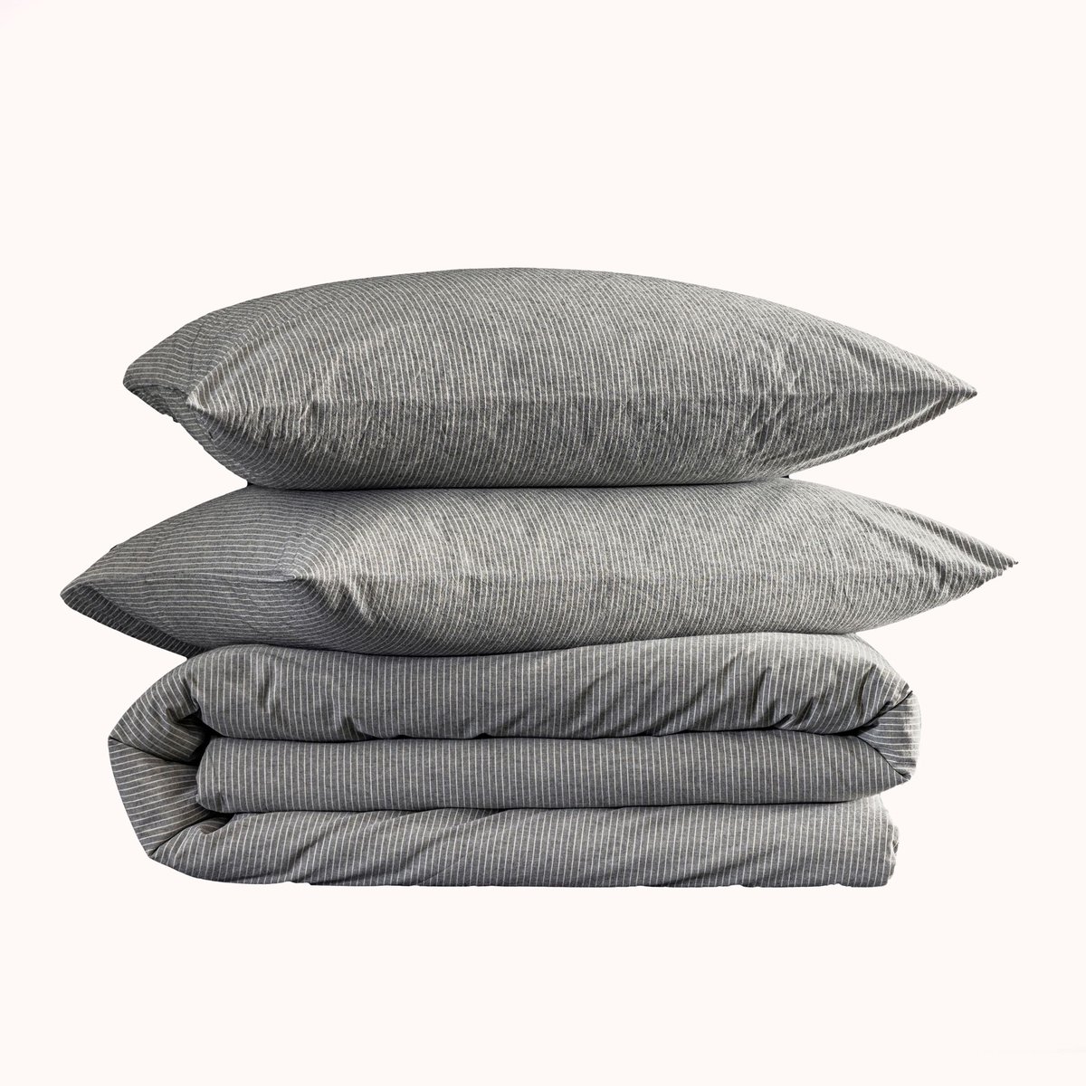 Parure de lit coton rayure - Eden gris, TERRE DE NUIT