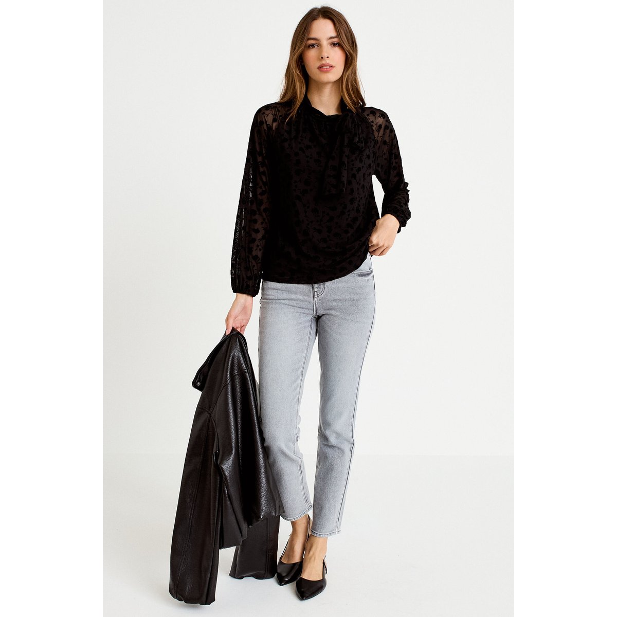 Blouse droite manches longues noir, CACHE CACHE