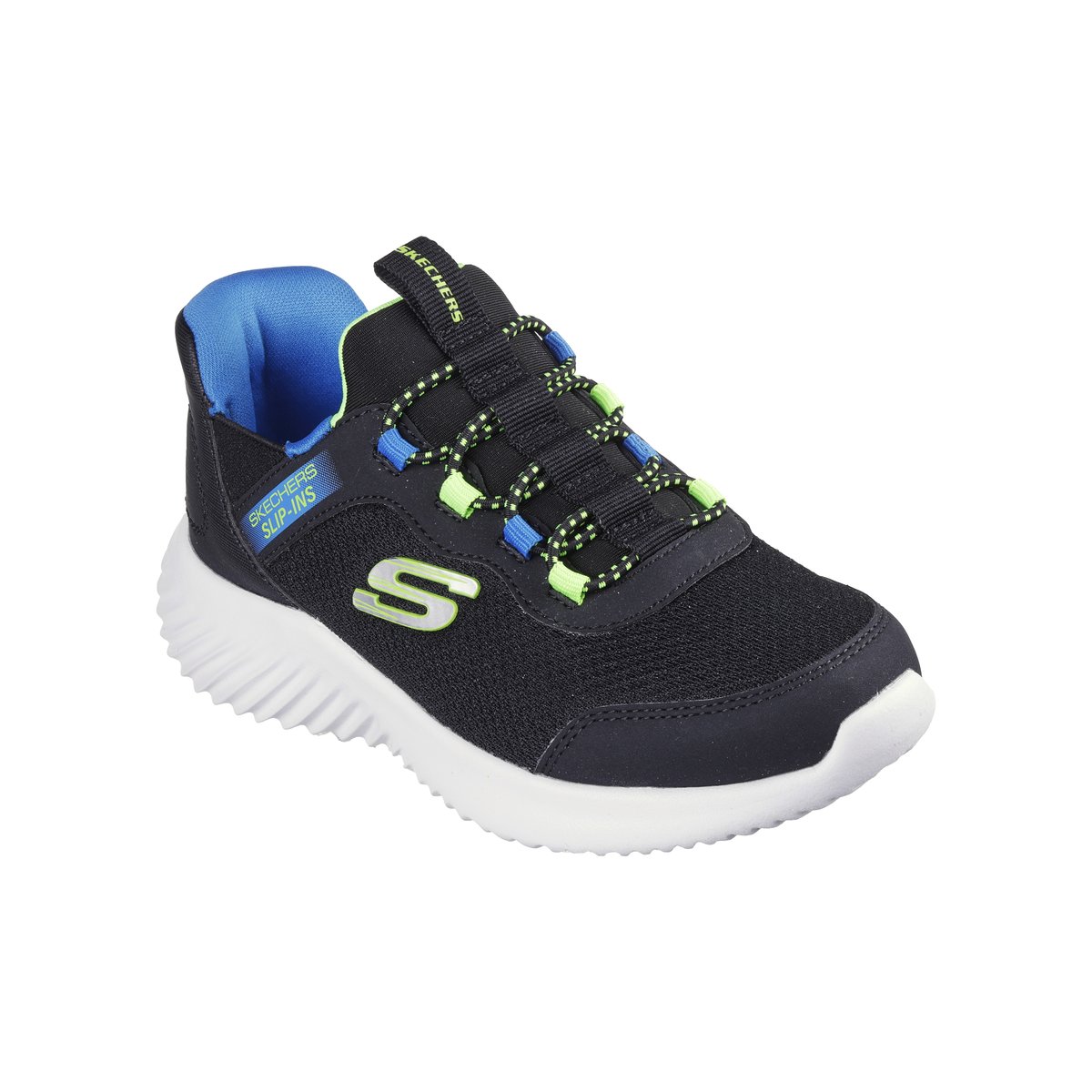 Basket Basse à Lacets Bounder Brisk Burst noir bleu lime, SKECHERS