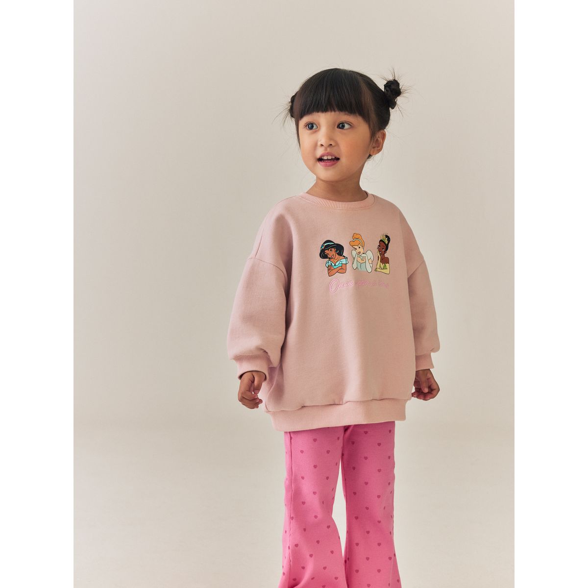 Ensemble sweat et pantalon évasé princesse disney rose pâle, NEXT