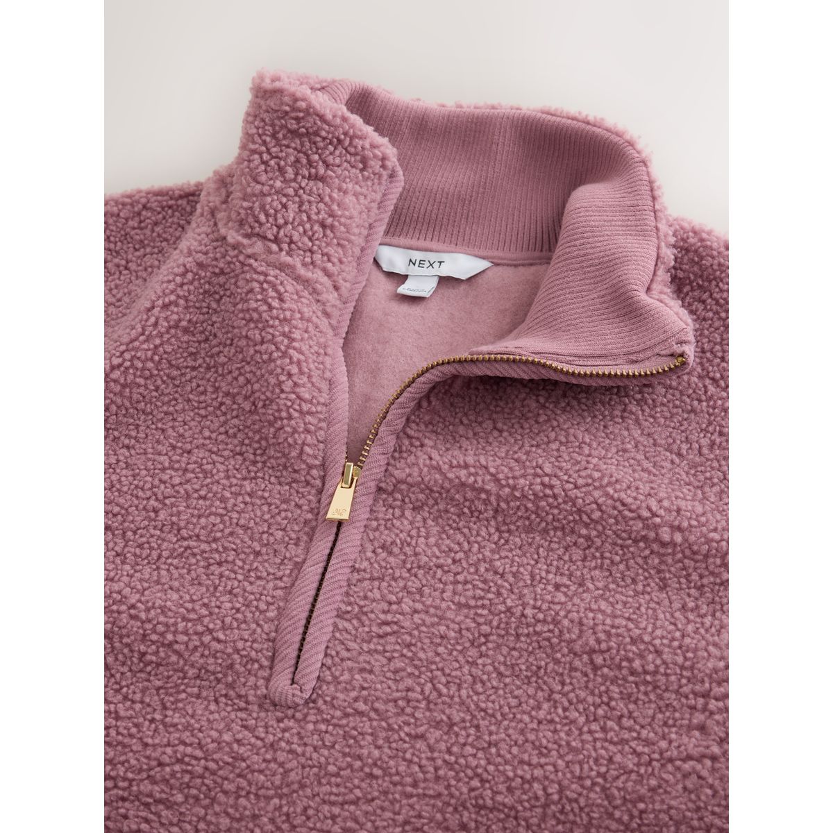 Veste en peau lainée à col zippé rose, NEXT