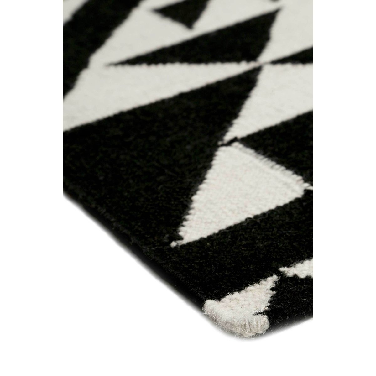 Tapis en laine, tissé main, motif ethnique ,  BLACK MELLOW noir et blanc, ACCESSORIZE