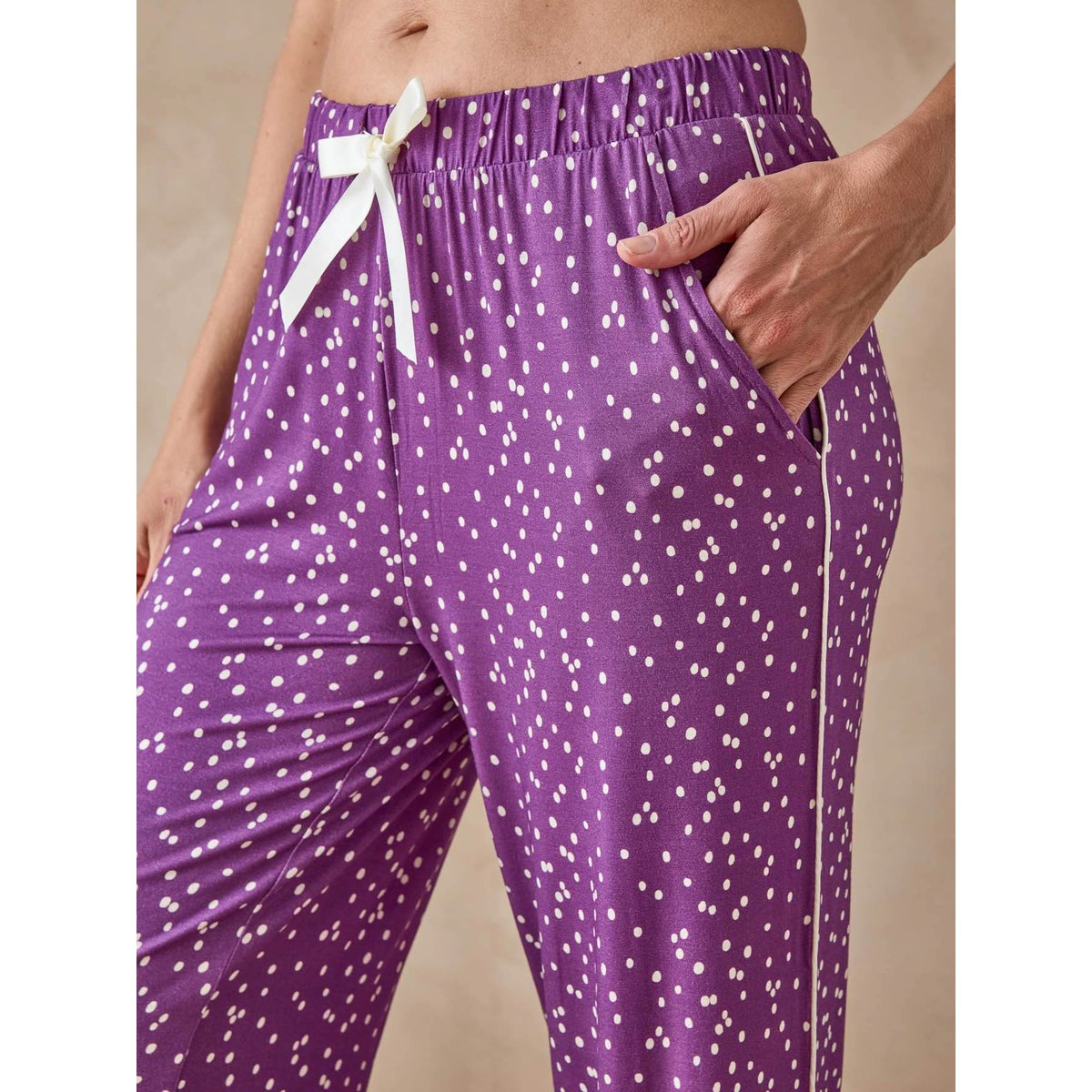 Pyjama femme col tailleur imprimé prune, DAXON
