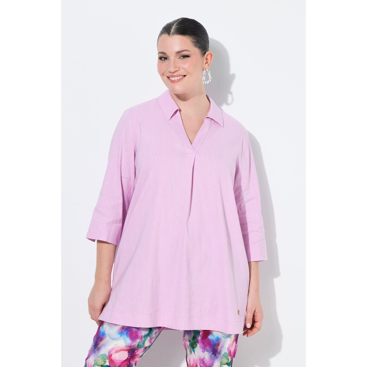 Tunique en lin mélangé vieux rose, ULLA POPKEN