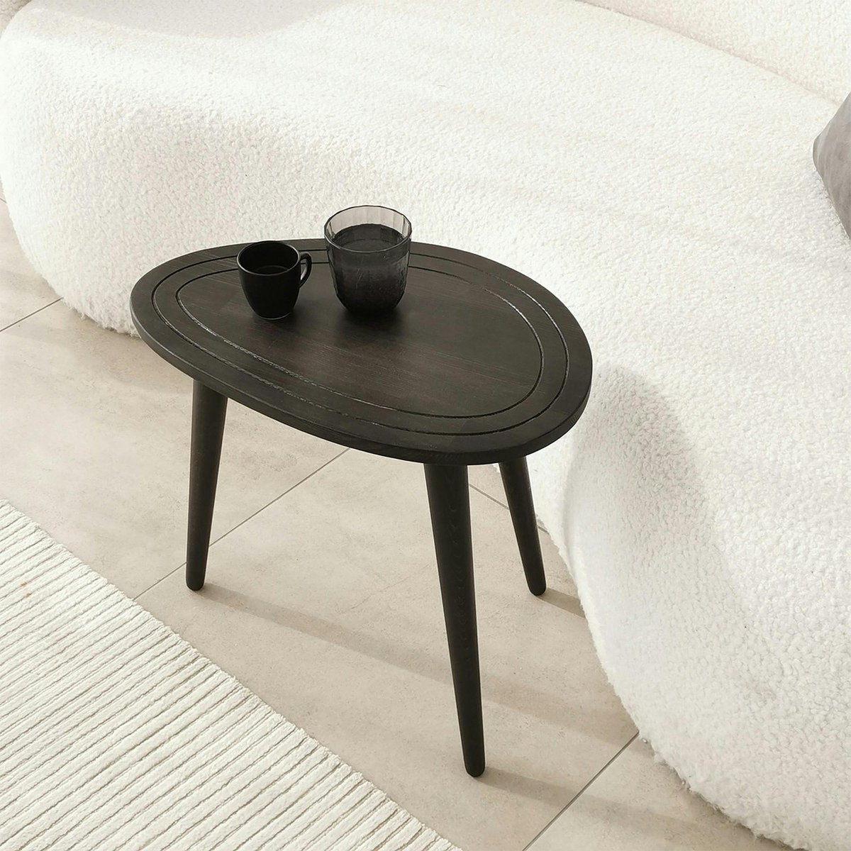 Table d'appoint gigogne en bois (lot de 2) TENA gris foncé, PIER IMPORT