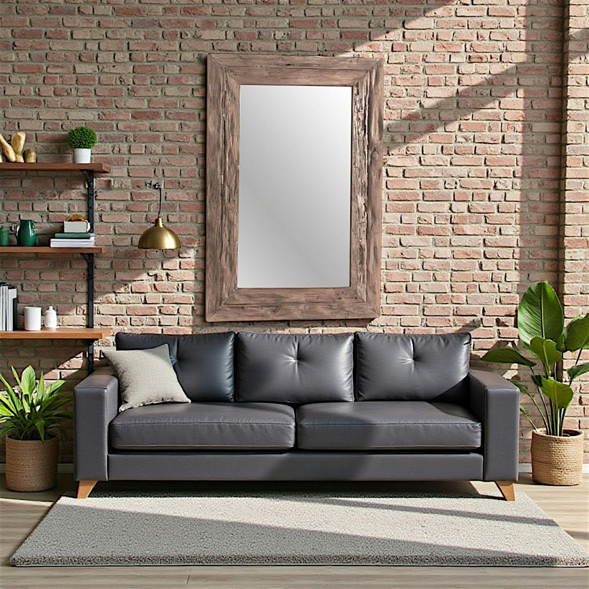 Miroir rectangulaire avec cadre bois recyclé 120 cm DEPOK bois naturel, PIER IMPORT