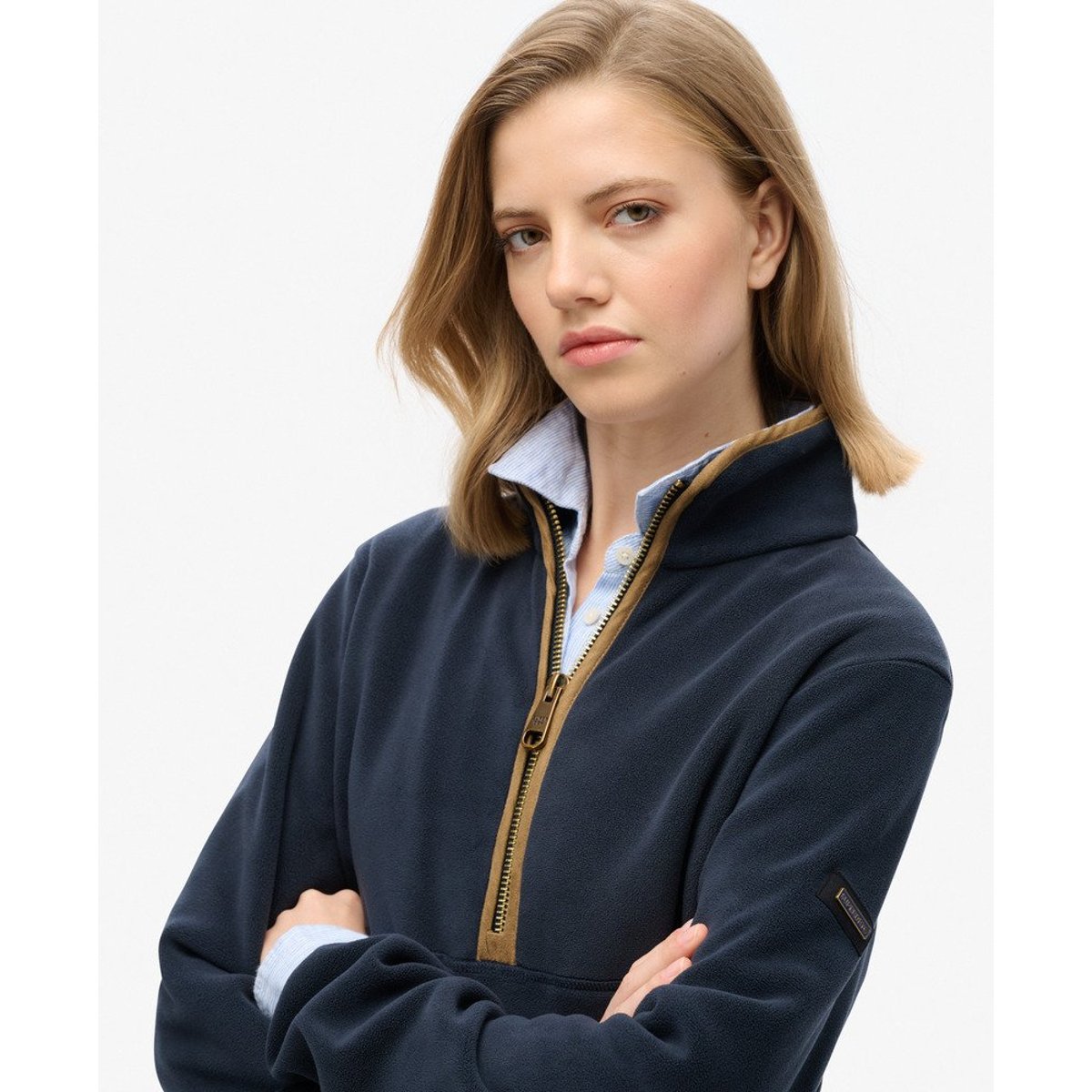 Polaire à demi-fermeture zippée Estate bleu marine éclipse, SUPERDRY