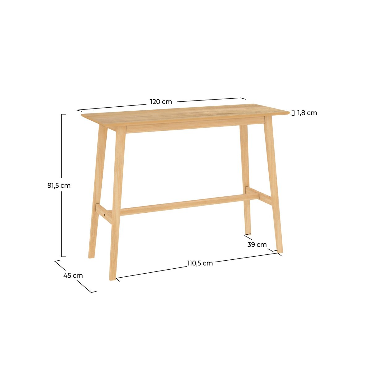 Table de bar rectangulaire en bois - BUVETTE bois clair, MAISON PAVANE