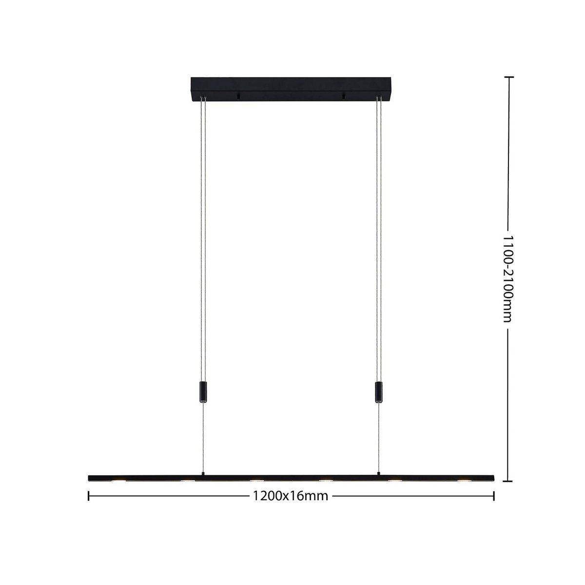 Suspension en métal moderneLED, Stakato noir mat, LUCANDE