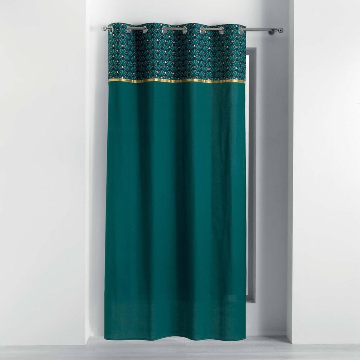Rideau à œillets 140x240 Uni Top Métallisé Artchic Bleu Coton bleu, DECORATIE