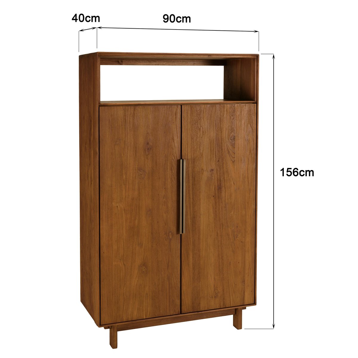 Buffet 2 portes 1 étagère ouverte 90x155cm en bois de teck recyclé SWING bois naturel, PIER IMPORT