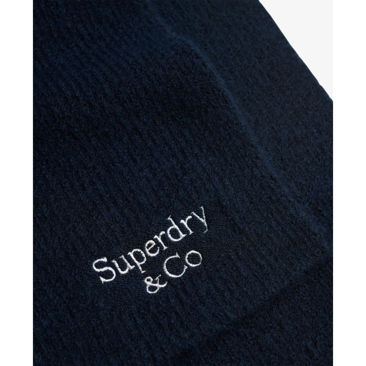 Écharpe Heritage Rib Knit en Maille bleu marine éclipse/blanc cassé, SUPERDRY