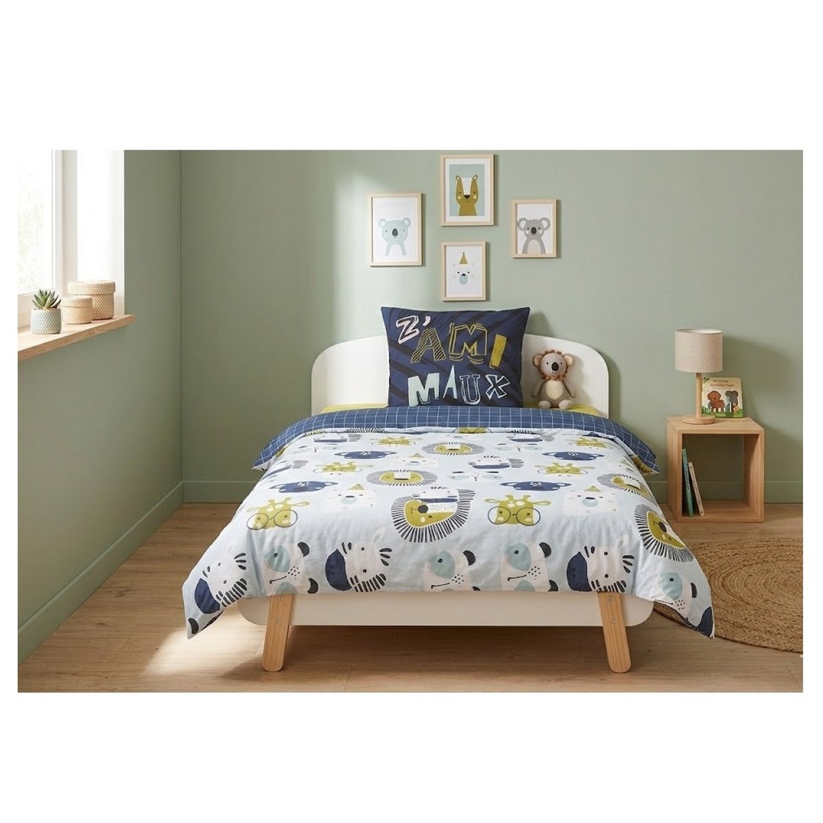 Parure de lit Collection Lion et ses amis bleu, EDEN