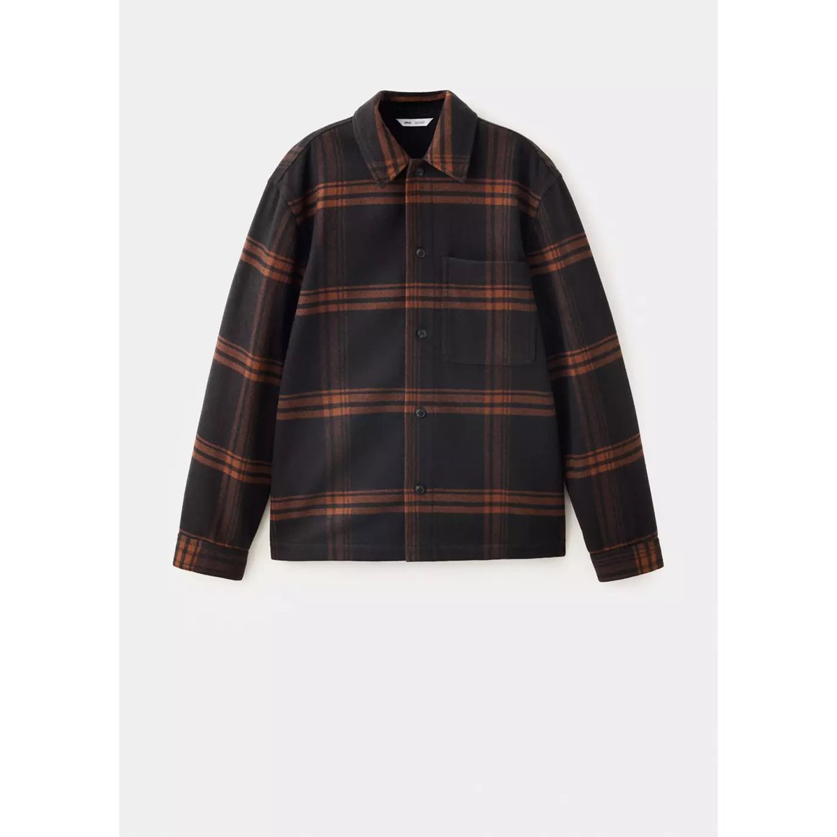 Surchemise laine mélangée carreaux marron, MANGO MAN