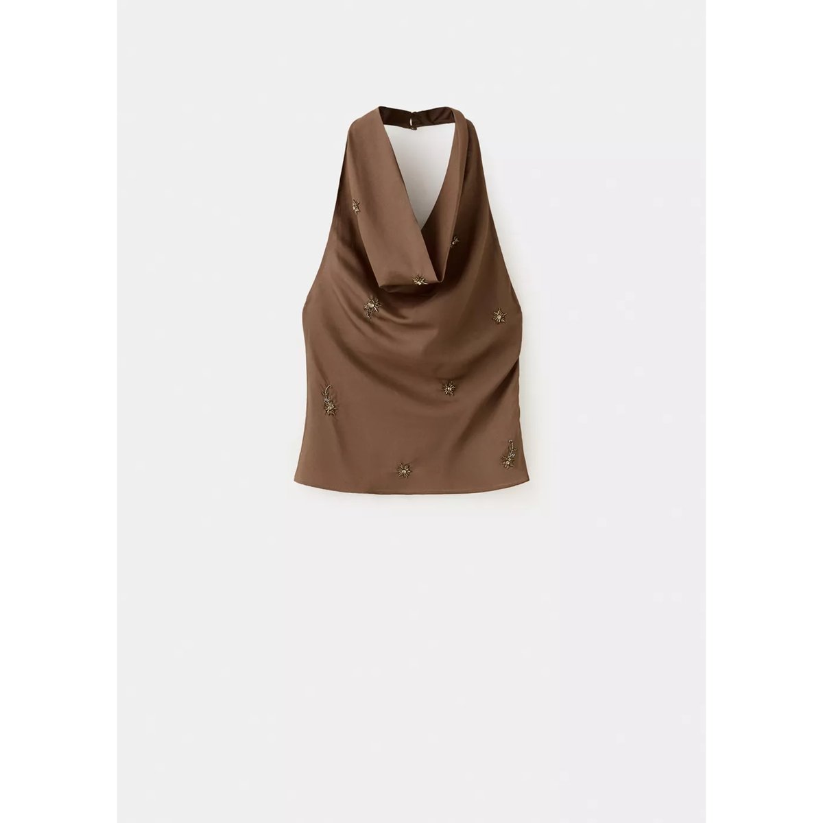 Top dos-nu avec détails brodés marron, MANGO