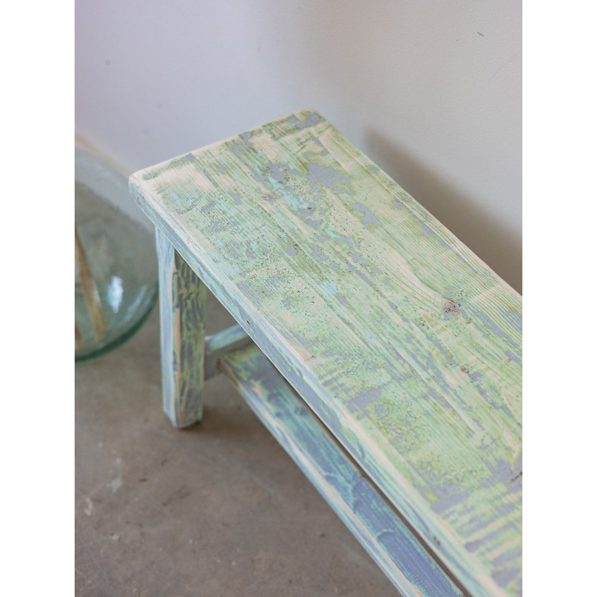Banc de ferme patiné Antoine N°516 - Bon état vert d'eau, DEBONGOUT
