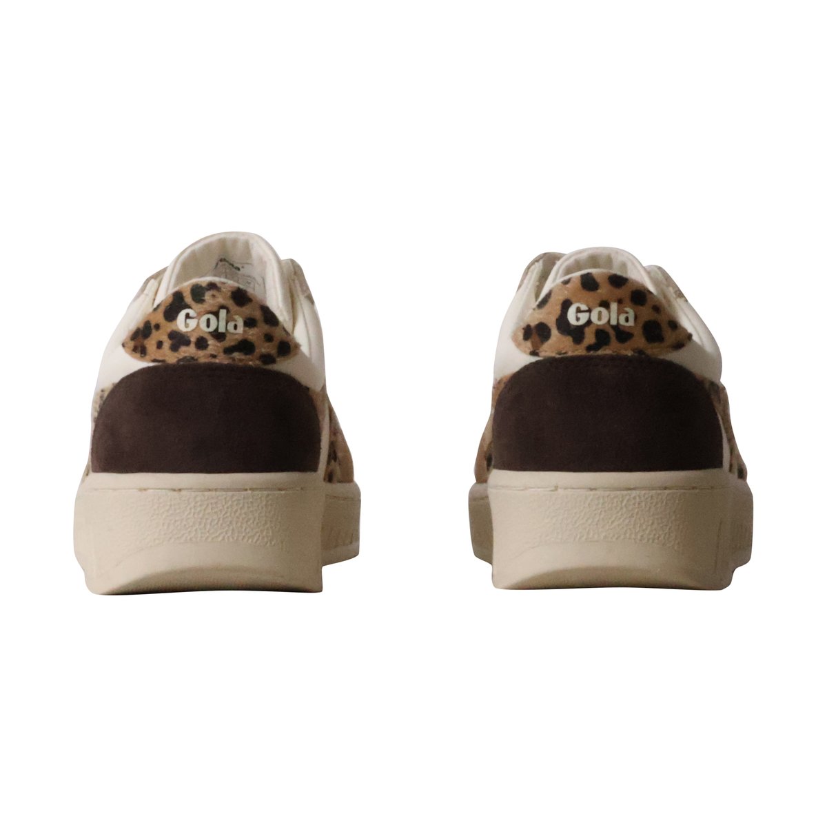 Basket Cuir Grandslam Safari Quadrant blanc cassé/caramel clair/leopard, GOLA