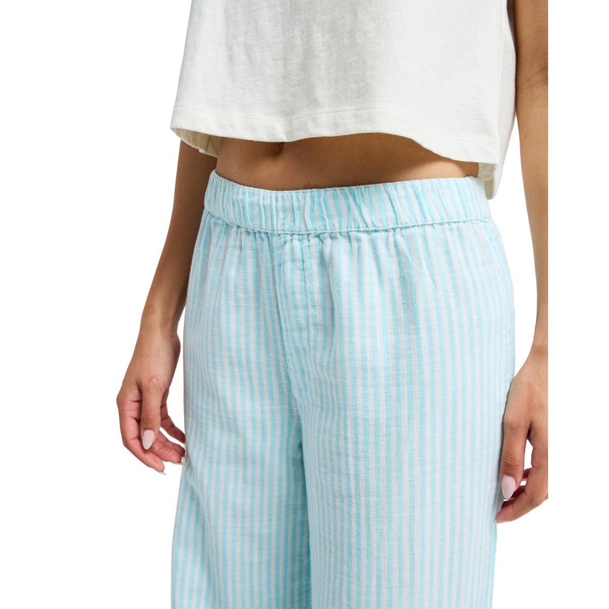 Pantalon taille élastique SUN SPELL. blanc coconut milk regular stripe, ROXY
