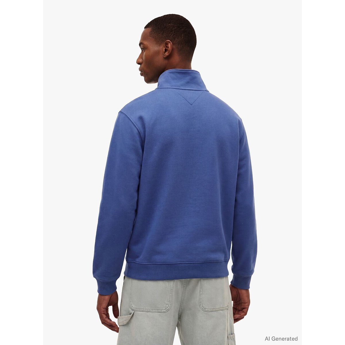 Sweat demi-zippé col montant bleu sombre, TOMMY JEANS