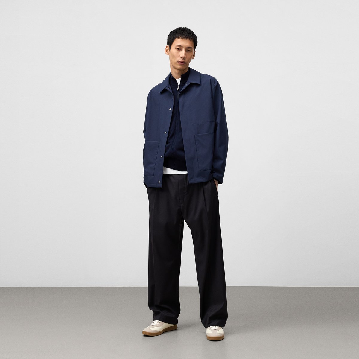 Veste technique à col à revers bleu marine, ADOLFO DOMINGUEZ