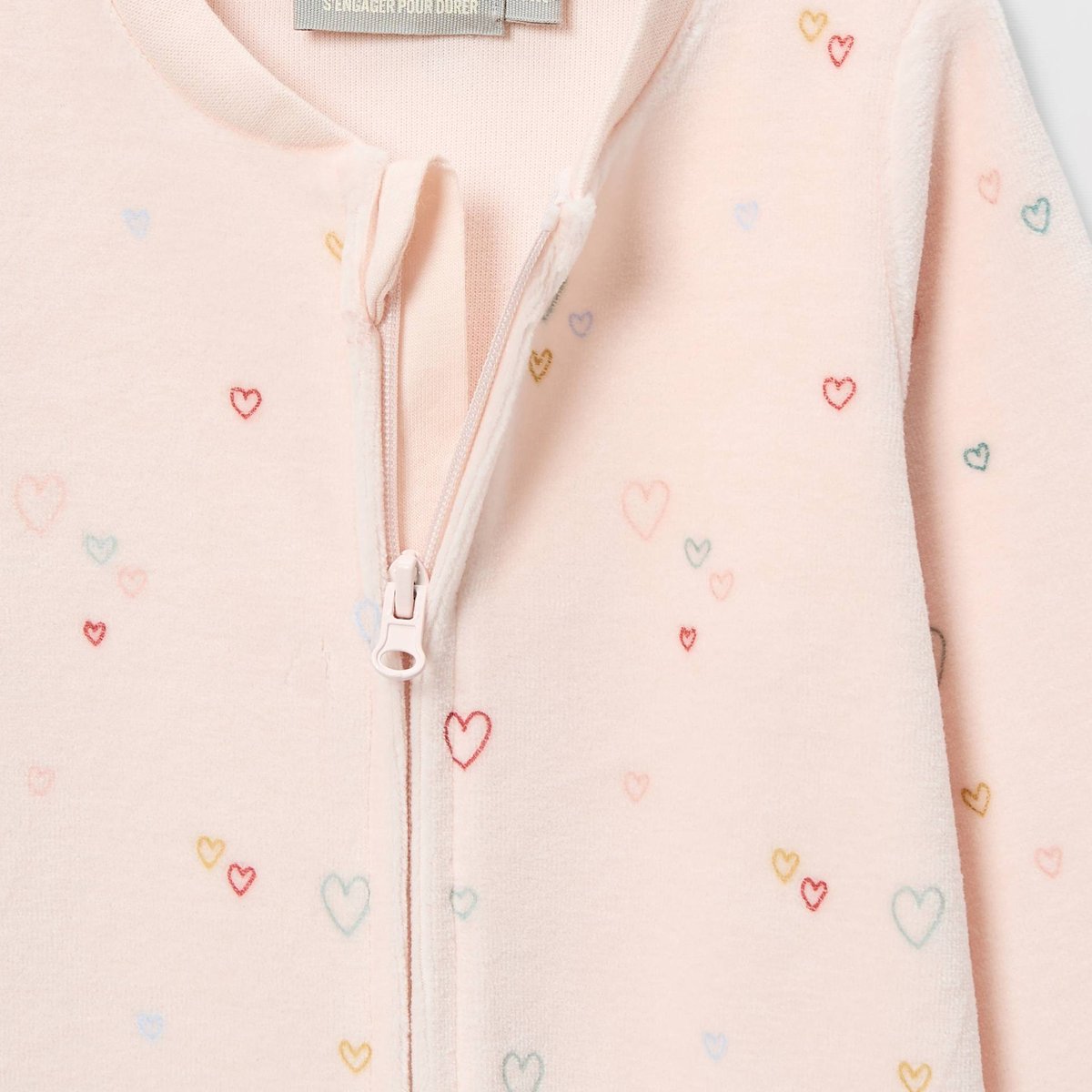 Dors-bien zippé en velours en coton BIO GOTS rosee, BOUT'CHOU