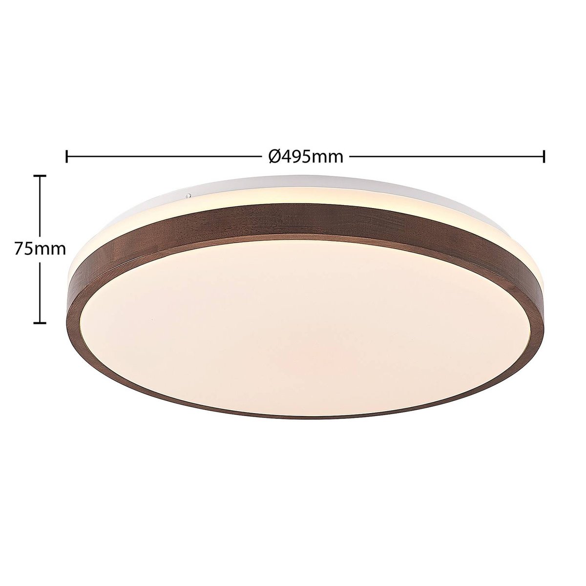 Plafonnier en bois moderneLED, Hudsona blanc, bois foncé, LINDBY