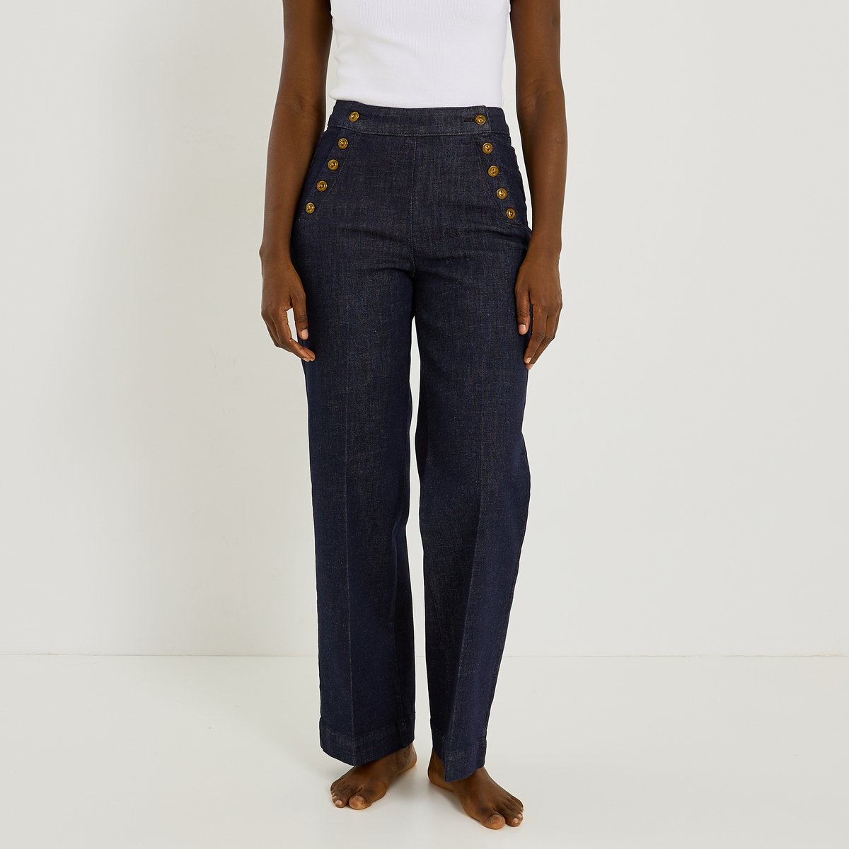 Jean flare à pont POMPON F02 bleu brut, GRAIN DE MALICE