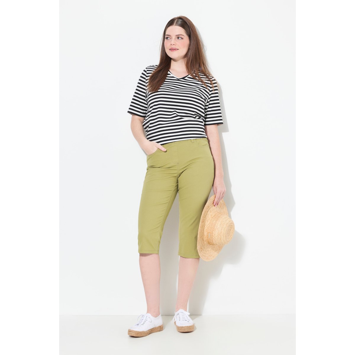 Pantalon capri, fentes d'ourlet sauge, ULLA POPKEN