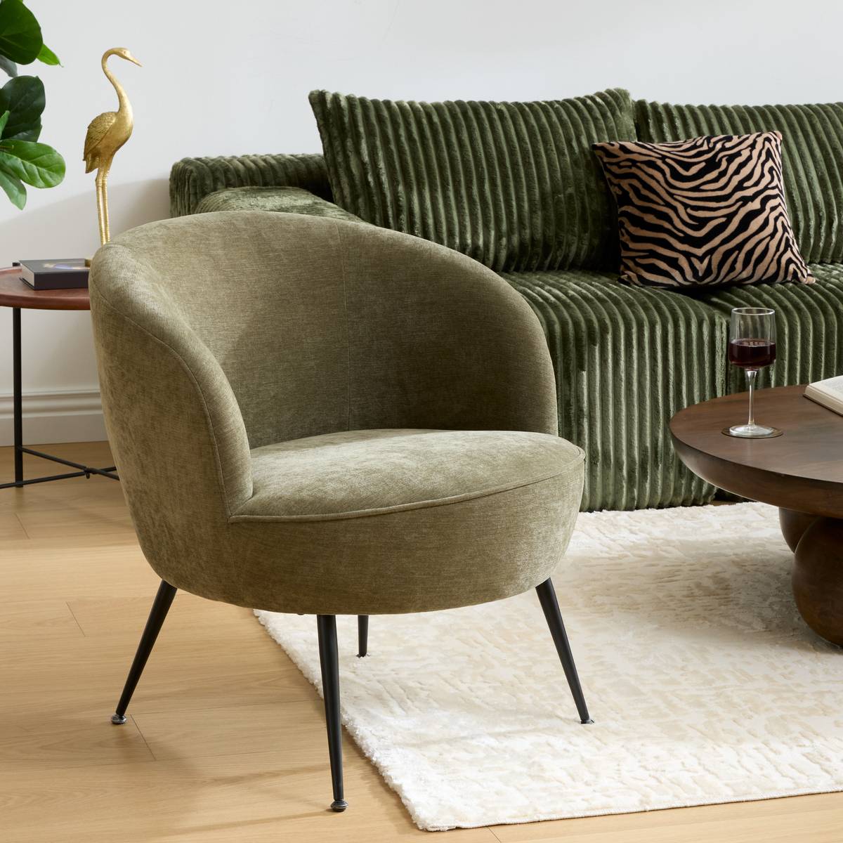Fauteuil en tissu TILDAE vert, ATMOSPHERA